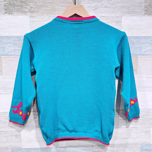 Mickey Stuff Jet Set Vintage Ugly Graphic Sweater Blue Ice Cream Girls Small 7 8 - Picture 3 of 5